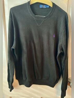 Polo by Ralph Lauren Men's Black Crewneck Sweater XL  - Purple Pony